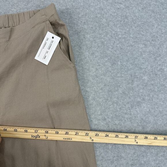 Cable & Gauge Pant Studio Wide Leg WMNS M Tan Linen Blend Elastic Waist Slit Hem - Picture 11 of 14